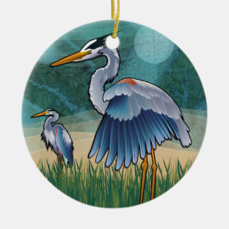 Blaue Küstenreiher Keramik Ornament