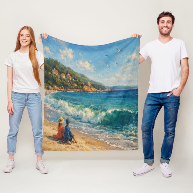 Blaue Küstenstrand Fleecedecke (Beispiel)