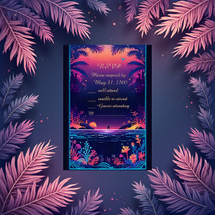 Blaue Küstenvibe Hochzeitskarte RSVP Karte