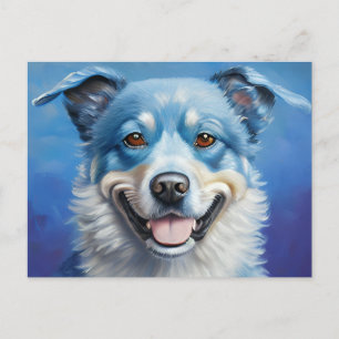 Blaue lächelnde Hund-Postkarte Postkarte