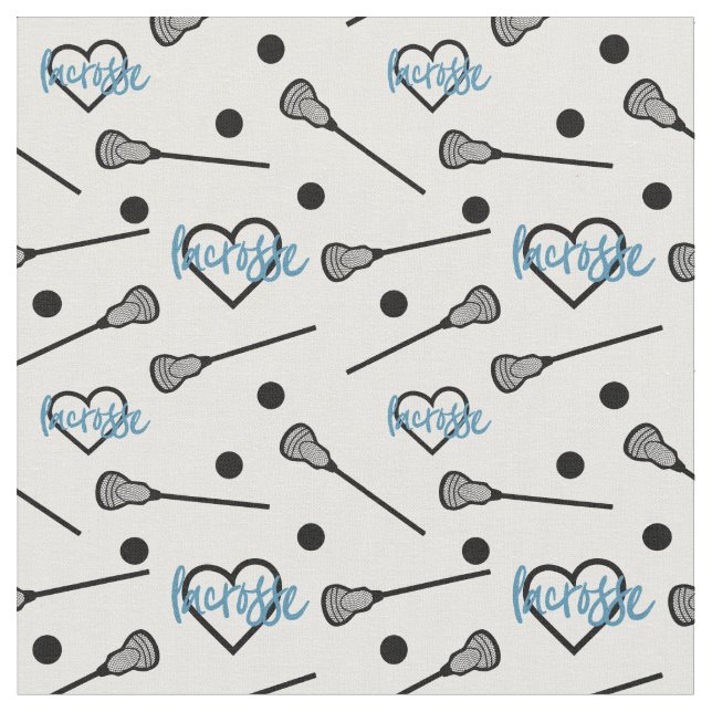 Blaue Lacrosse Sticks und Herzmuster Stoff (Nahaufnahme)