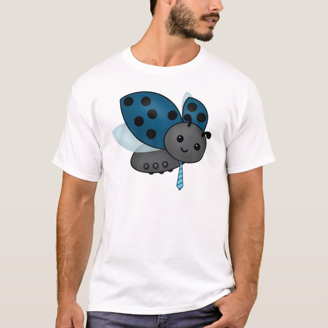 Blaue Ladybug in einer Necktie T-Shirt (Vorderseite)