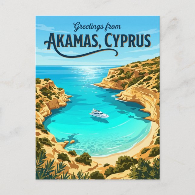 Blaue Lagune, Akamas Zypern Postkarte (Vorderseite)
