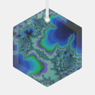 Blaue Lagune Fraktal Abstrakter Sonnenfänger Ornament Aus Glas