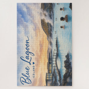 Blaue Lagune Island Thermalbad Aquarell 