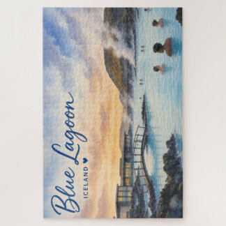 Blaue Lagune Island Thermalbad Aquarell