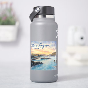 Blaue Lagune Island Thermalbad Aquarell Aufkleber