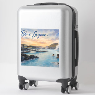Blaue Lagune Island Thermalbad Aquarell Aufkleber