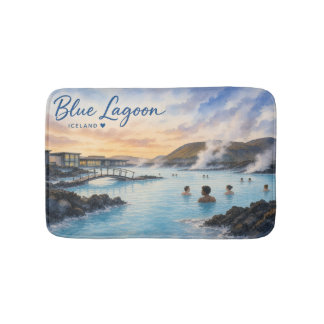 Blaue Lagune Island Thermalbad Aquarell Badematte