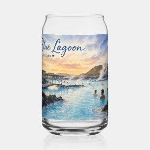 Blaue Lagune Island Thermalbad Aquarell  Dosenglas