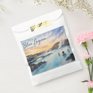 Blaue Lagune Island Thermalbad Aquarell Geschenktütchen