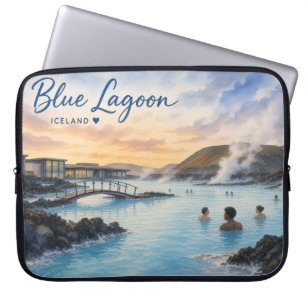 Blaue Lagune Island Thermalbad Aquarell Laptopschutzhülle