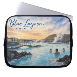 Blaue Lagune Island Thermalbad Aquarell Laptopschutzhülle