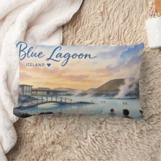 Blaue Lagune Island Thermalbad Aquarell Lendenkissen