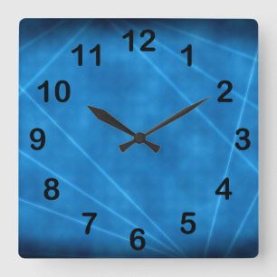 Blaue Laser-Show-Uhr Quadratische Wanduhr
