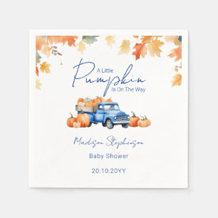 Blaue Lastwagen & Kleiner Kürbis auf dem Weg Baby Serviette