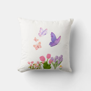 Blaue & Lavendel Blumenkissen – Blumen D Kissen