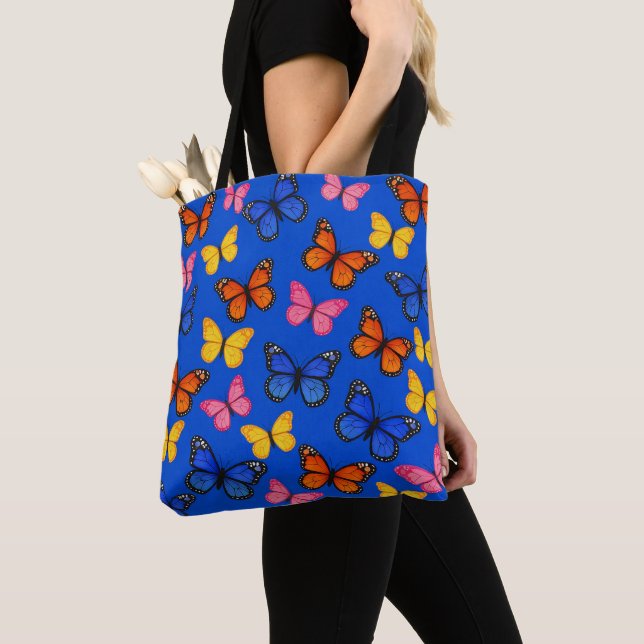 Blaue lebendige Schmetterlinge Tasche (Von Nahem)