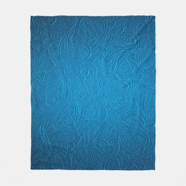 Blaue Ledertextur Fleecedecke (Vorderseite)