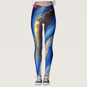 BLAUE LEGGINGS W/JAPANISCHE FISCHE