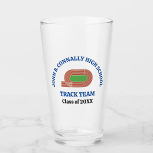 Blaue Leichtathletik-Mannschaft der High School pe Glas