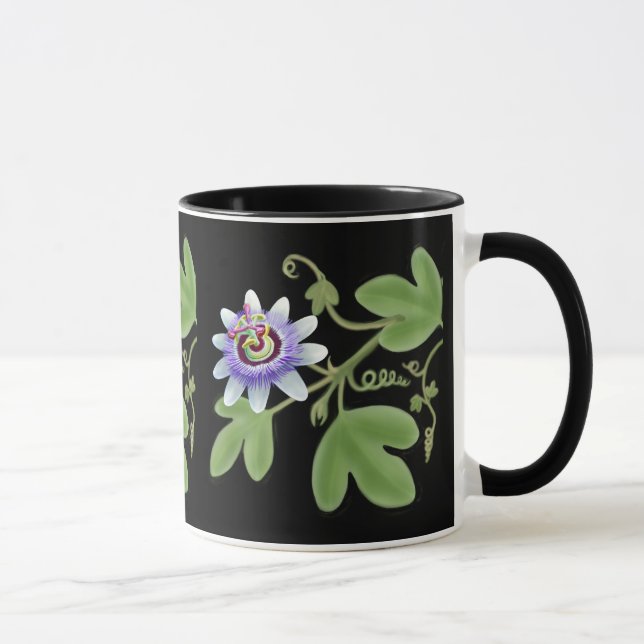 Blaue Leidenschafts-Blumen-Rebe-Tasse Tasse (Rechts)