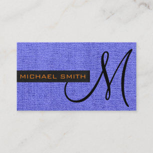Blaue Leinwand Elegante Monogram Visitenkarte