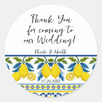 Blaue Lemon Wasserfarbe Mittelmeer Hochzeit
