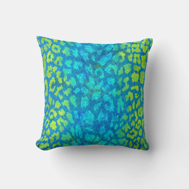 Blaue Leopard-Druckkopfkissen Kissen (Vorderseite)