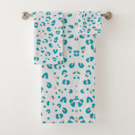 Blaue Leopard-Muster Badhandtuch Set