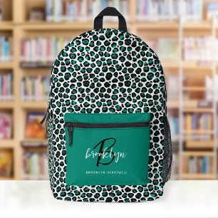 Blaue Leopardendruck-Monogramm-Rucksack für den Sc Bedruckter Rucksack