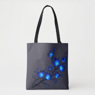 Blaue leuchtende Blumen-Zweig-Tasche Tasche