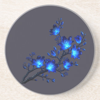 Blaue leuchtende Blumen-Zweig-Untersetzer Getränkeuntersetzer