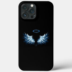 Blaue leuchtende Engelsflügel auf schwarzem Hinter Case-Mate iPhone Hülle