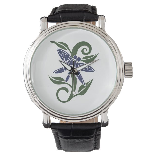 Blaue Libelle Armbanduhr (Vorderseite)