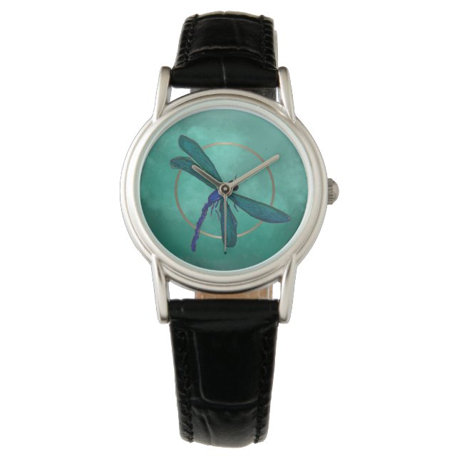 Blaue Libelle Armbanduhr (Vorderseite)