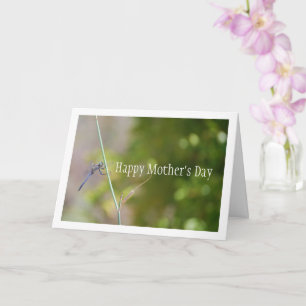 Blaue Libelle auf Stielporträt Karte