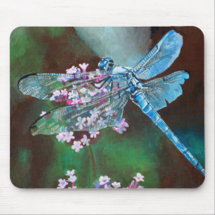 Blaue Libelle auf wilden Knoblauch Mousepad