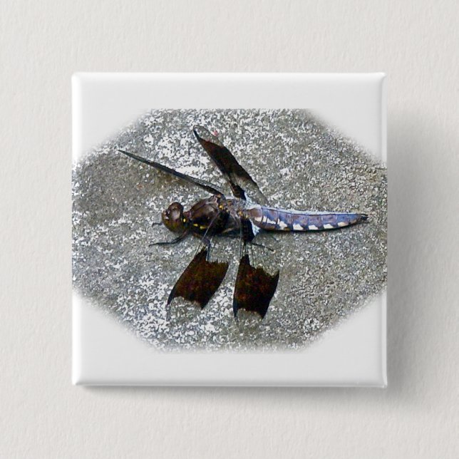 Blaue Libelle Button (Vorderseite)
