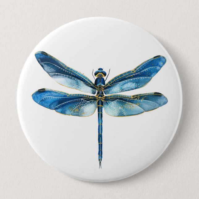 Blaue Libelle Button (Vorderseite)