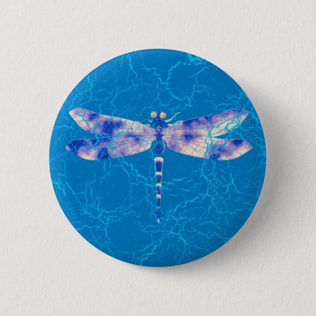 Blaue Libelle Button (Vorderseite)
