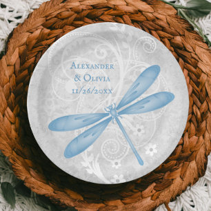 Blaue Libelle-Hochzeitsplatte Pappteller