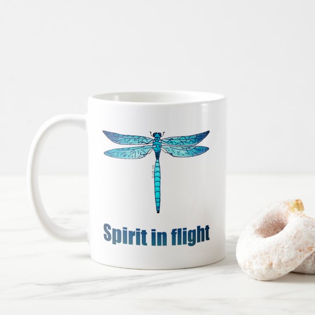 Blaue Libelle in der Illustration Kaffeetasse (Mit Donut)