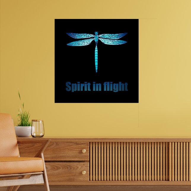 Blaue Libelle in der Illustration Poster (Wohnzimmer 2)