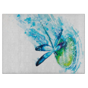 Blaue Libelle Landing Leinwand drucksvoll  schöne  Schneidebrett