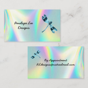 Blaue Libelle Minimalistisch Elegant Opaleszent  Visitenkarte