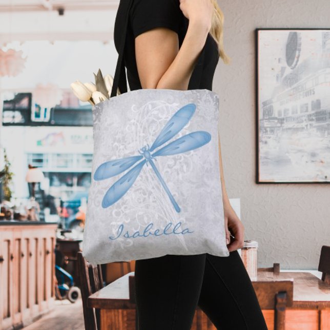 Blaue Libelle Personalisiert Tote Bag Tasche (Blue Dragonfly Personalized Tote Bag)