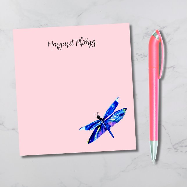 Blaue Libelle Personalisierte handGezeichnet Paste Notizblock (This blue dragonfly is original art and can lend a whimsical touch to your daily to-do lists!)