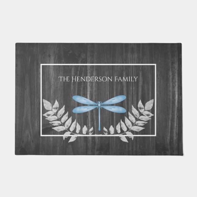 Blaue Libelle Rustikale Personalisiert Doormat Fußmatte (Vorderseite)