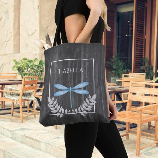 Blaue Libelle Rustikale Personalisierte Tote Tasch Tasche (Blue Dragonfly Rustic Personalized Tote Bag)